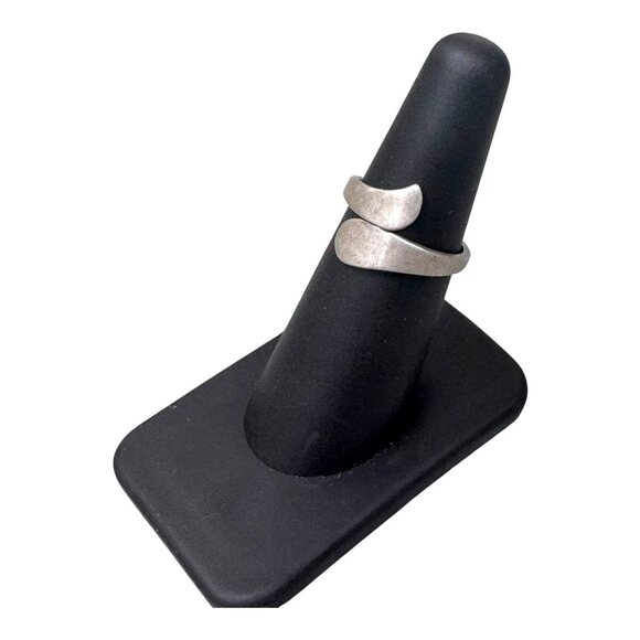 Vintage Sterling Silver Siam Ring Size 5.5 Wrap Wave Modernist Brutalist Boho - Picture 7 of 12